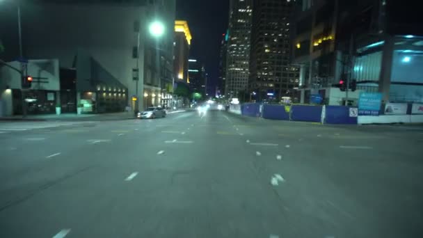 Driving Plates Los Angeles Downtown Figueroa Rear View Northbound Wilshire — стокове відео