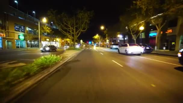 Tablice Rejestracyjne Los Angeles Night Front View West Hollywood Santa — Wideo stockowe