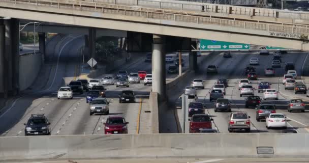 Tráfico Por Autopista Centro Los Ángeles — Vídeos de Stock