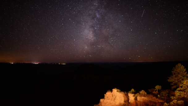 Grand Canyon Stars Vintergatan Tid Förflutit North Rim — Stockvideo