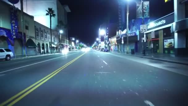 Plaques Conduite Hollywood Blvd Night Brea Ave California Usa — Video