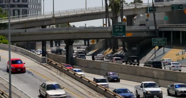 Motorvägstrafik Los Angeles Centrum — Stockvideo