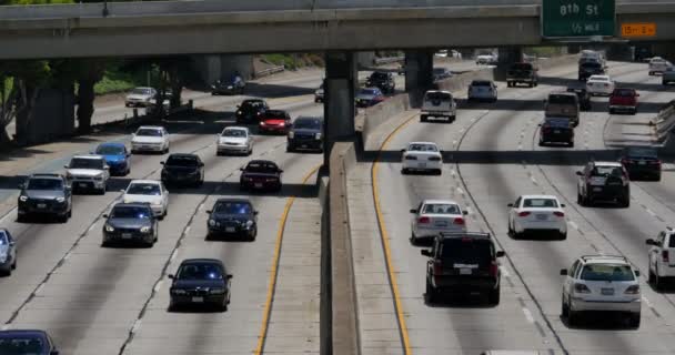 Tráfico Por Autopista Centro Los Ángeles — Vídeos de Stock