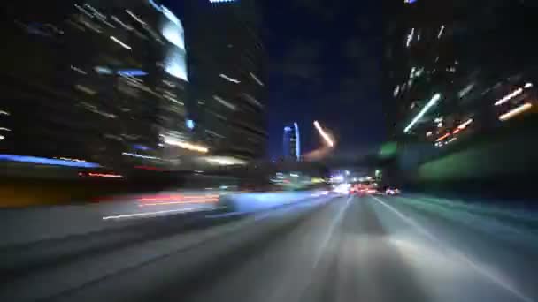 Pov Time Lapse Los Angeles Downtown Freeway Night — 비디오