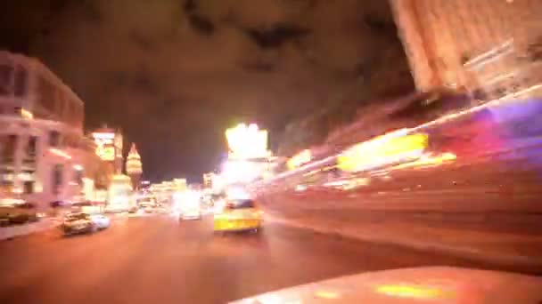 Las Vegas Strip Czas Jazdy Lapse Pov Samochód Hiperlapse Shot — Wideo stockowe