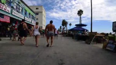 Venice Plajı Hiperlapse Sahil Yolu Hareket Zamanı California