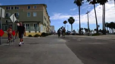 Venice Plajı Hiperlapse Sahil Yolu Hareket Zamanı California