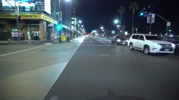 Plaques Conduite Hollywood Blvd Night Brea Ave California Usa — Video