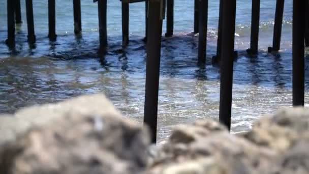 Natursköna Bilder Malibu Pier Kaliforniens Kust — Stockvideo
