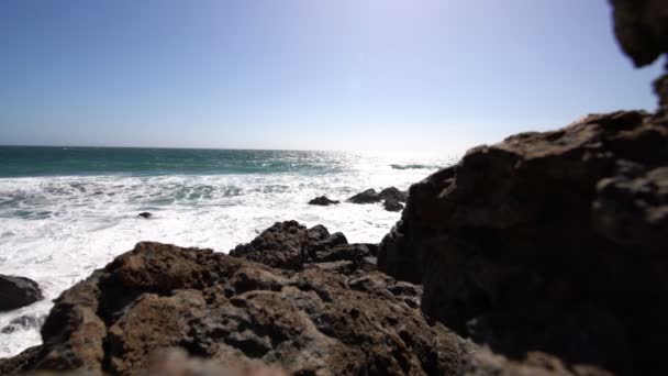 Rocky Shore Malibu California Coastline — Video Stock