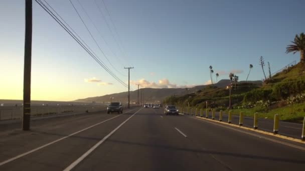 Πινακίδες Οδήγησης Pch Malibu Σετ Πίσω Προβολή Pacific Coast Highway — Αρχείο Βίντεο