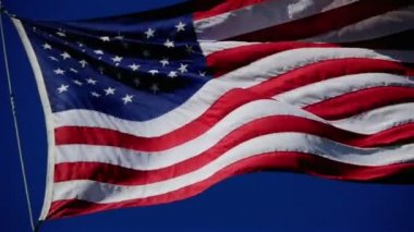 USA Flag Wave in Wind 'in yakın plan görüntüleri.