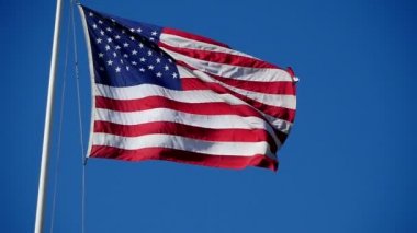 USA Flag Wave in Wind 'in yakın plan görüntüleri.