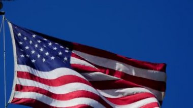 USA Flag Wave in Wind 'in yakın plan görüntüleri.