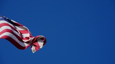 USA Flag Wave in Wind 'in yakın plan görüntüleri.