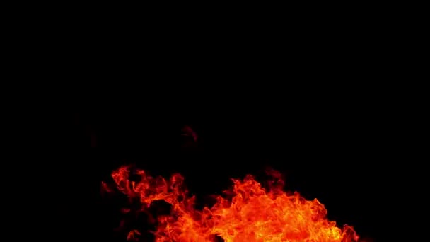 Zeitlupe Verbrennt Feuermaterial Auf Schwarzem Hintergrund — Stockvideo