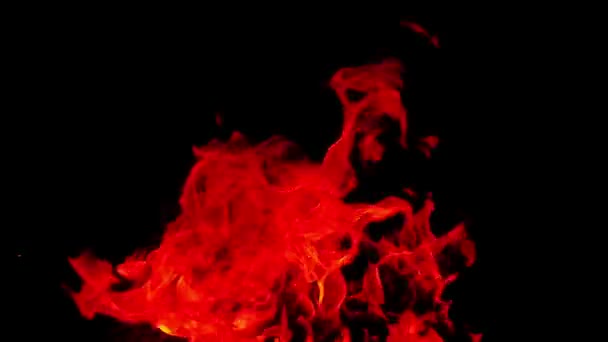 Zeitlupe Verbrennt Feuermaterial Auf Schwarzem Hintergrund — Stockvideo