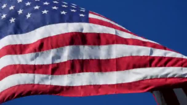 Imagini Aproape Usa Flag Waving Wind — Videoclip de stoc