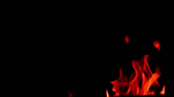 Slow Motion Brûlant Des Images Feu Sur Fond Noir — Video