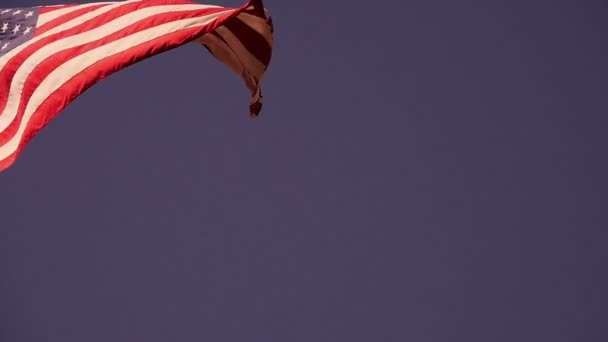 Close Footage Usa Flag Waving Wind — Stock Video