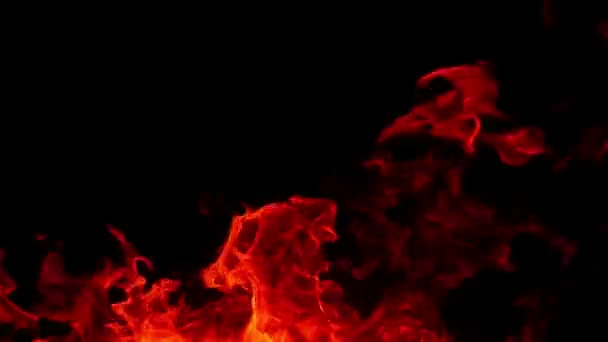 Slow Motion Branden Vuur Beelden Zwarte Achtergrond — Stockvideo