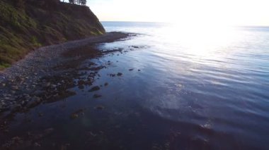 Palos Verdes Resort Point Günbatımı Kaliforniya Sahil Hattı 'nın Hava Çekimi Sağ Okyanus Dönüşü