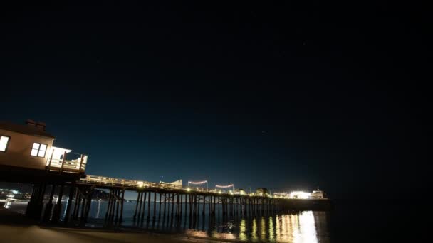 Stars Orion Constellation Malibu Pier California Time Lapse — Stock Video