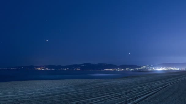 Starry Sky Över Santa Monica Beach Och Malibu Coast California — Stockvideo