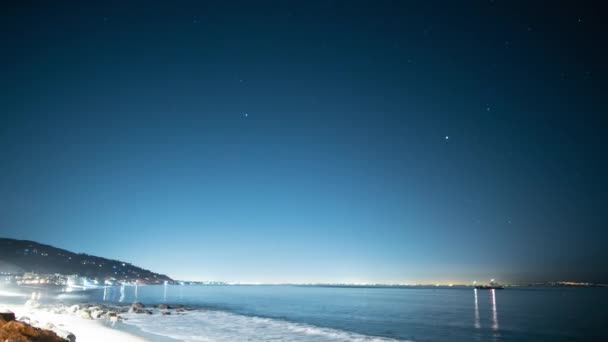 Sterrenhemel Boven Malibu Beach Santa Monica Bay California Time Lapse — Stockvideo