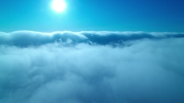 Blauer Himmel Über Himmlischen Wolken Luftaufnahme Der Meeresschicht Rechts — Stockvideo