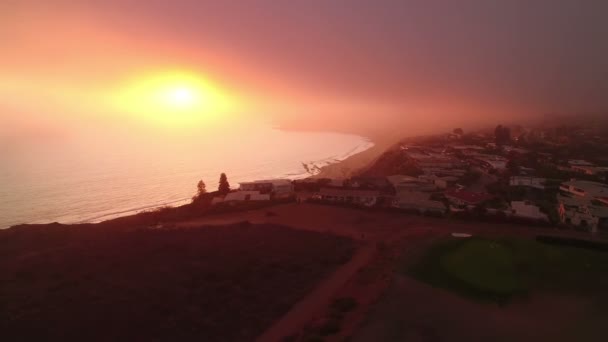 Palos Verdes Sunset Point Kalifornien Kustlinje Antenn Skott Rotera Höger — Stockvideo