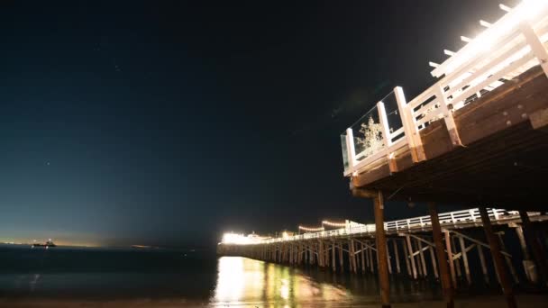 Orion Constellation Stiger Över Malibu Pier Beach Kalifornien Time Lapse — Stockvideo