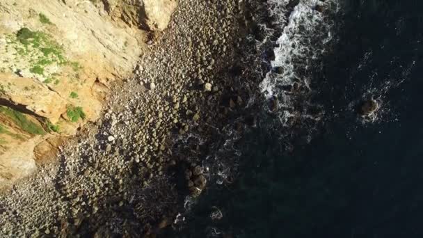 海岸の海の波鳥の目太平洋の景色空中ショットクリフと公園 — ストック動画