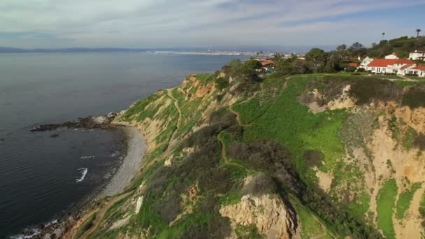 Лос Анджелес Палос Вердес Shoreline Воздушный Выстрел Повернуть Влево — стоковое видео