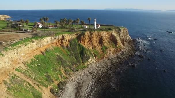 Punto Vicente Faro Palos Verdes Aerial Shot California Coastline Forward — Vídeo de stock