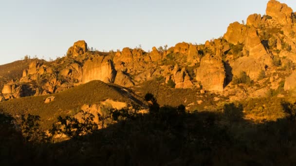 Pinnacoli Parco Nazionale Sunset Time Lapse Chaparral Trailhead California Tilt — Video Stock