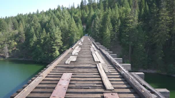 Jembatan Terbengkalai Dengan Trek Kereta Api California Amerika Serikat — Stok Video