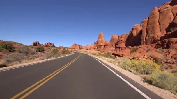 Arches National Park Hyperlapse Driving Utah Usa — Stock Video