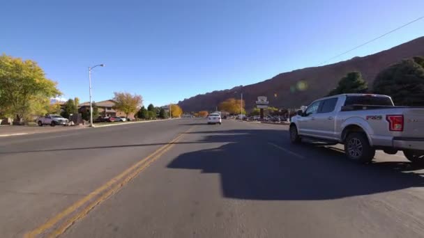 Utah Moab City Highway 191 Plantilla Conducción Kane Creek Blvd — Vídeo de stock