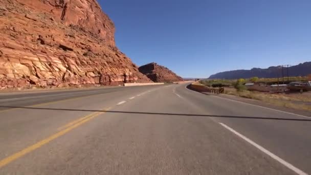 Utah Moab City Highway 191 Modelo Condução Rio Colorado Sudoeste — Vídeo de Stock