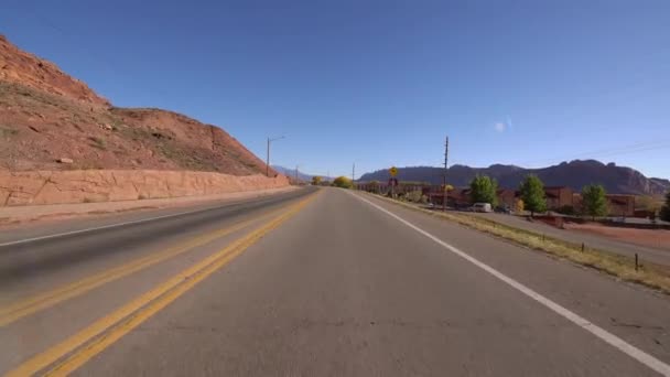Utah Moab City Highway 191 Driving Template Southwest Usa — Stock video