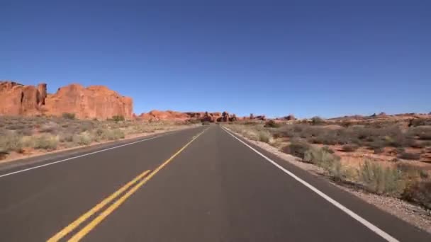 Arches National Park Hyperlapse Driving Utah Usa — Vídeos de Stock