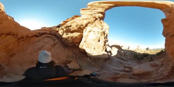 360 Arches National Park Utah Wandelen Onder Turret Arch Zuidwest — Stockvideo