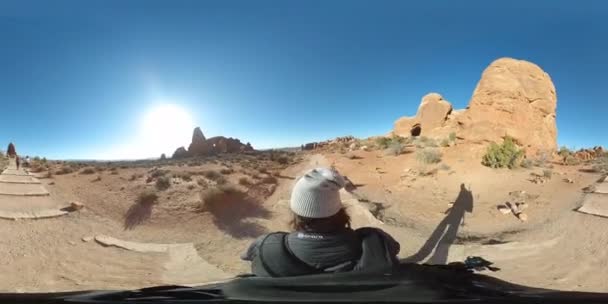 360 Arches National Park Utah Hiking Windows Section Southwest Usa — Stock Video
