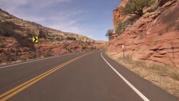 Utah Scenic Byway Πρότυπο Οδήγησης Calf Creek Κάτω Νοτιοδυτικά Ηπα — Αρχείο Βίντεο