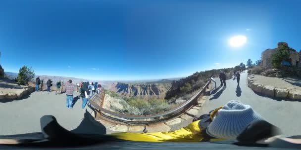 360 Grand Canyon South Rim Desert View俯瞰美国西南部远足 — 图库视频影像