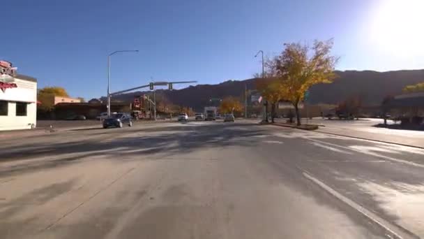 Utah Moab City Highway 191 Plantilla Conducción Suroeste Estados Unidos — Vídeo de stock