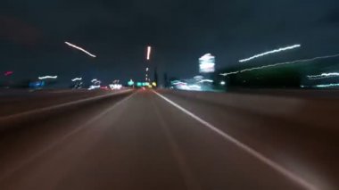 Hiperlapse I1 Otoyolu Los Angeles Şehir Merkezinden Hollywood 'a Gece Kaliforniya ABD