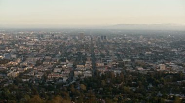 Los Angeles Şehir Şebekeleri ve Skyline Griffith Park Günbatımından Gece Zamanına