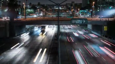 Los Angeles Şehir Merkezi 101 Otoyolu Los Angeles St Exit Gece Trafiği Sürati Sürati